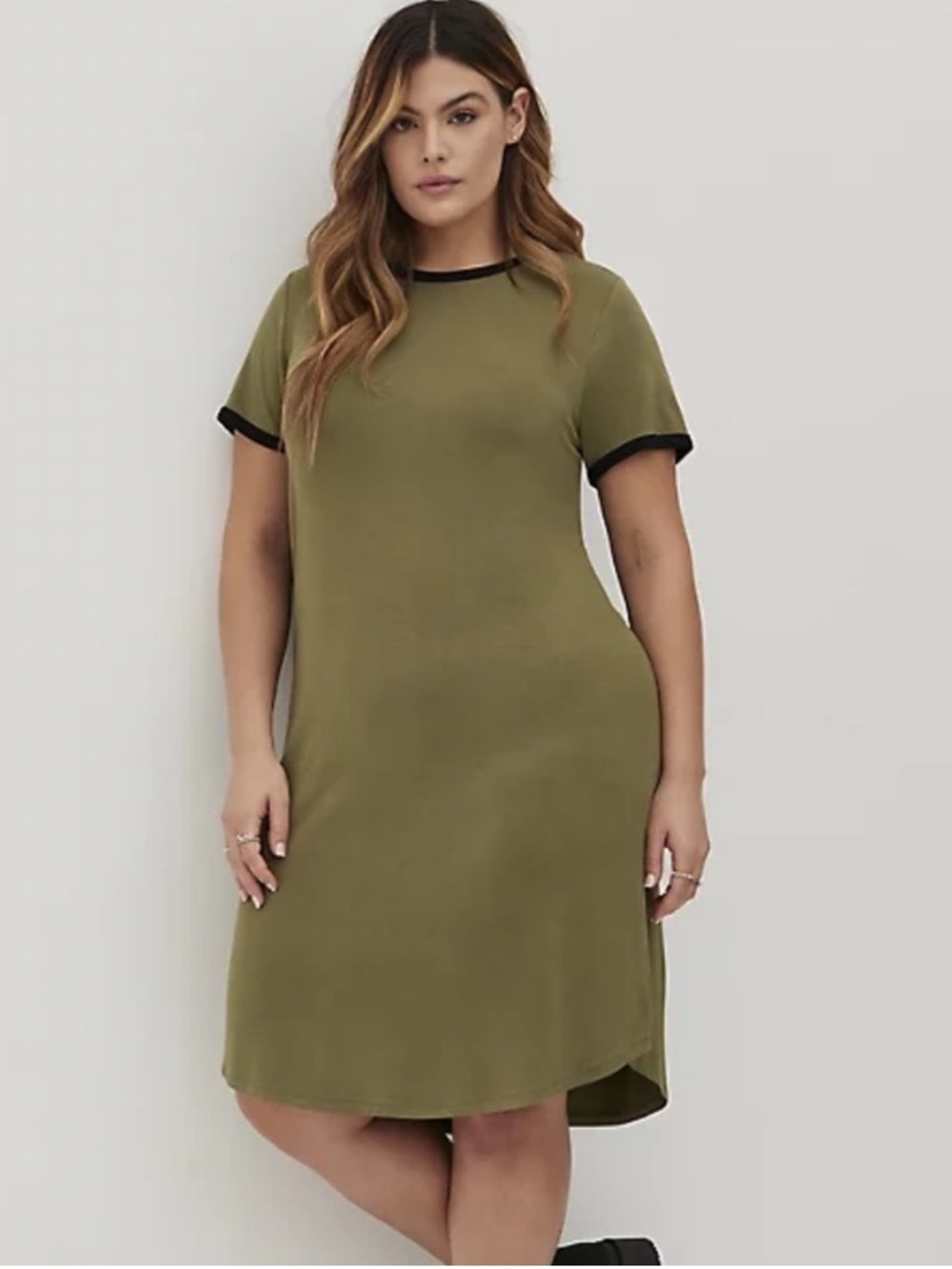 Torrid Olive Green Short Sleeve Shift Dress - Size 2